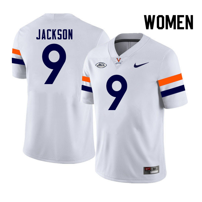 Women Virginia Cavaliers #9 Jam Jackson College Football Jerseys Stitched-White
